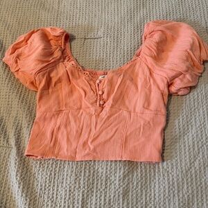 Hollister Coral Puff Sleeve Blouse
